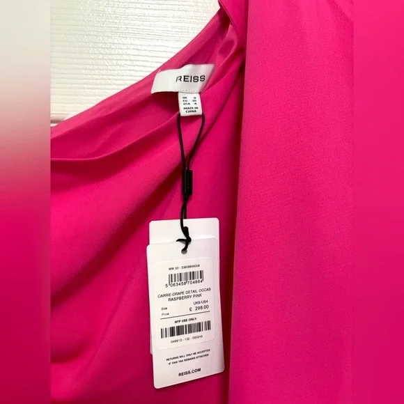 NWT REISS One-Shoulder Drape Wide-Leg Jumpsuit in Raspberry Pink - Picture 8 of 9